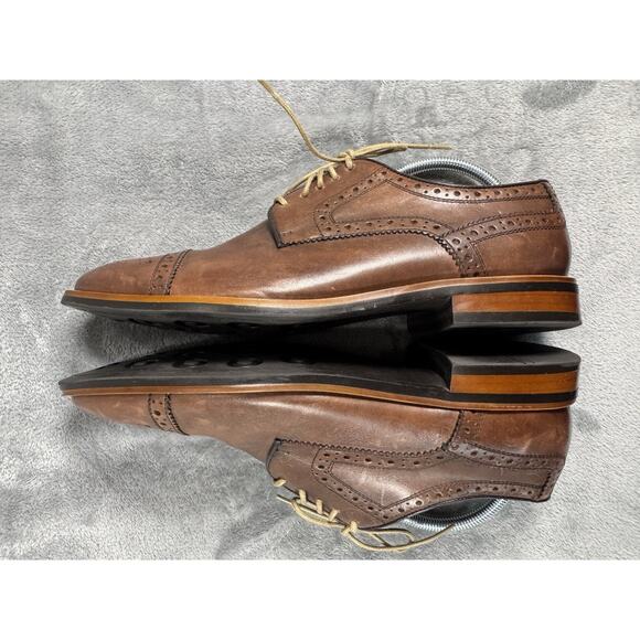 Men\'s Gordon Rush Lee Brogue Cap Toe Oxfords 9 M Brown Leather Derby Lace Shoes